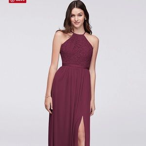 David’s Bridal Wine Burgundy Bridesmaid Dress